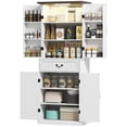 thumbnail image 1 of 71" Farmhouse Kitchen Pantry Cabinet with Motion Sensor LED Light, Distressed White Tall Storage Cabinet with Adjustable Shelves and Door Racks for Kitchen or Dining Room, 1 of 7