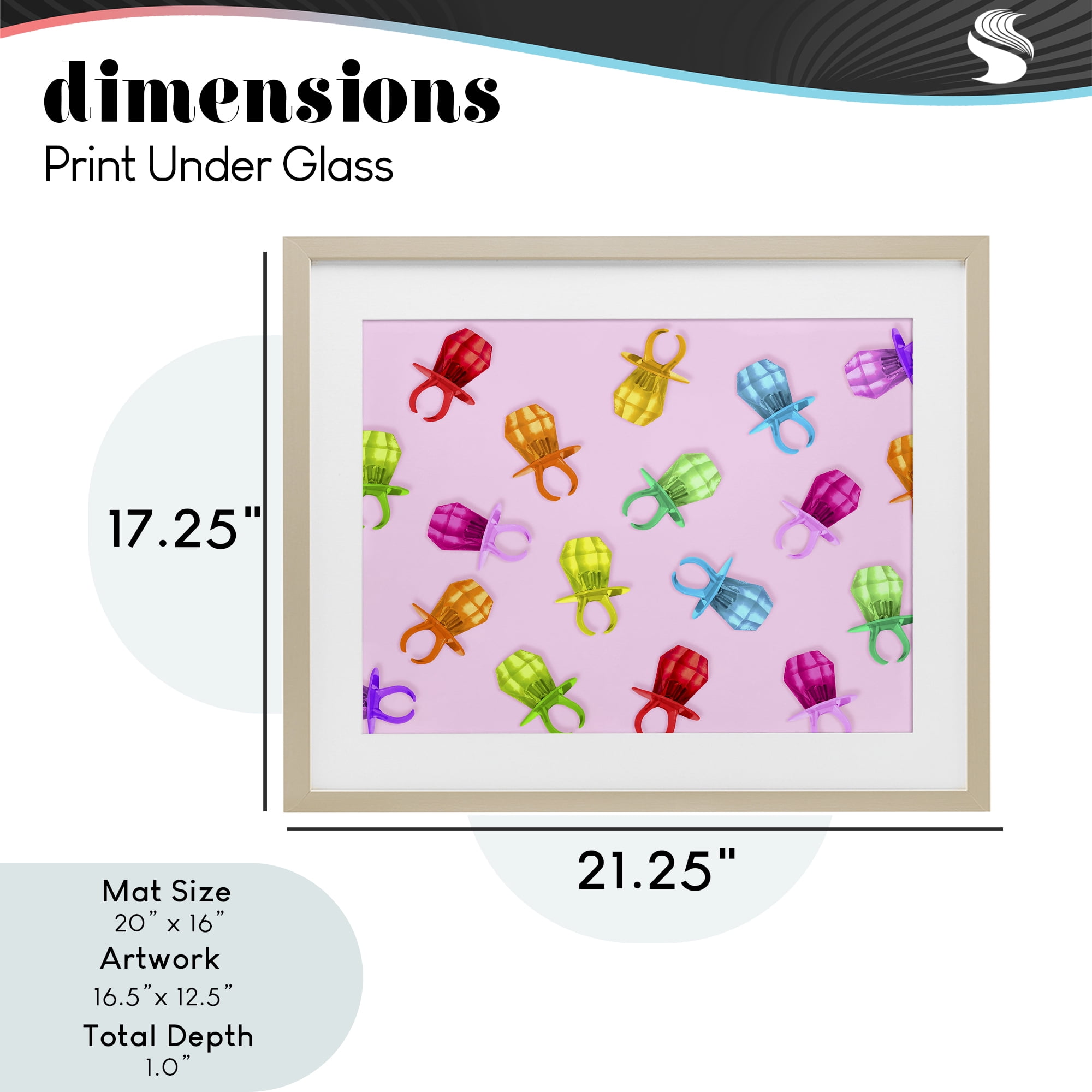Stupell Industries Candy Gem Ring Party Pattern Birch Framed Print Under Glass, design by LISH Creative
