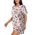 thumbnail image 2 of Naloa Rose Flowers Women's Short-Sleeved Pajama Set, Loungewear, Summer pajamas, Breathable Cozy - Medium, 2 of 9