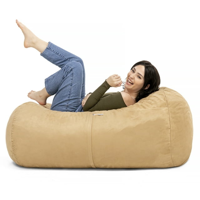 Jaxx Sofa Saxx Fauteuil Poire de 4 Pieds avec Housse en Microsuède, Camel (Ensemble de 1)