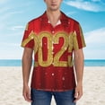thumbnail image 2 of Bingfone Men's Short Sleeve Button Down Shirts Hawaiian Happy New Year 2025 F Printed Beach Shirt, 2 of 7