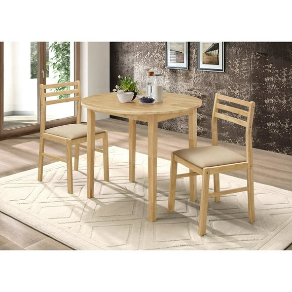 Plethoria Home Beige and Natural 3-piece Dining Set with Drop Leaf