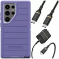 thumbnail image 1 of OtterBox Samsung Galaxy S24 Ultra (Only) - Defender Series Pro Case - Mountain Majesty (Purple) - Case Only - Screenless - Rugged & Durable - with Port Protection - USB-C to USB-C Wall Charging Kit,, 1 of 9