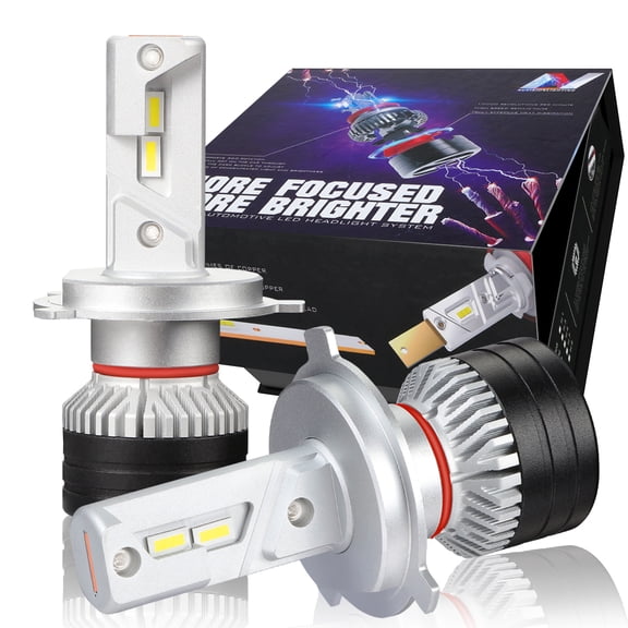 NUVISION LIGHTING NVL-FOC-H4 NUVISION LIGHTING Pair H3 LED Headlight Bulbs 12000LM 70W Bright LED High/Low Beam Conversion Kit w/ Cooling Fan