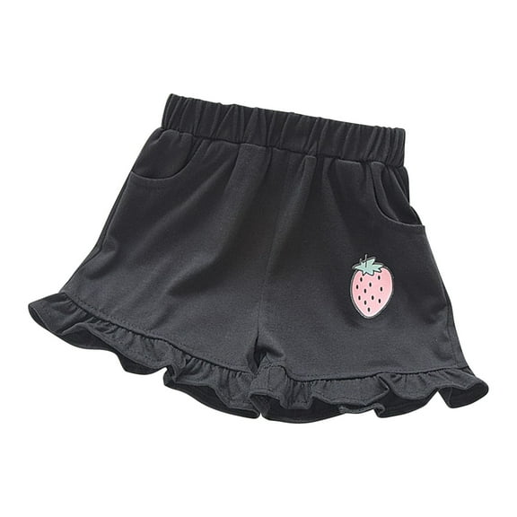 Maean Girls Cotton Shorts Cute Ruffle Hem Elastic Waist Loose Summer Causal Shorts with Pockets