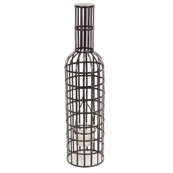 Melrose 15.75" Austere Black Wine Bottle Shaped Tea Light Candle Holder