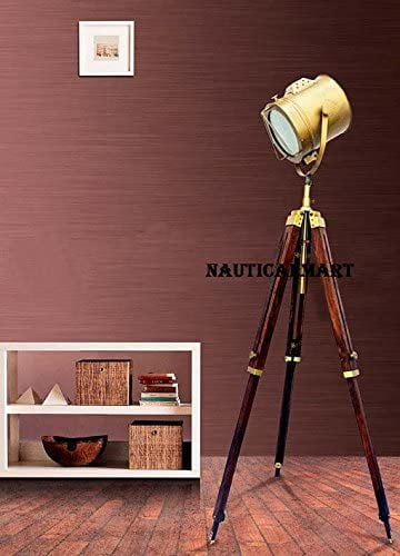 Nautical Royal Spot Light Floor/Table Lamp Wooden Tripod  Search Spot Light 