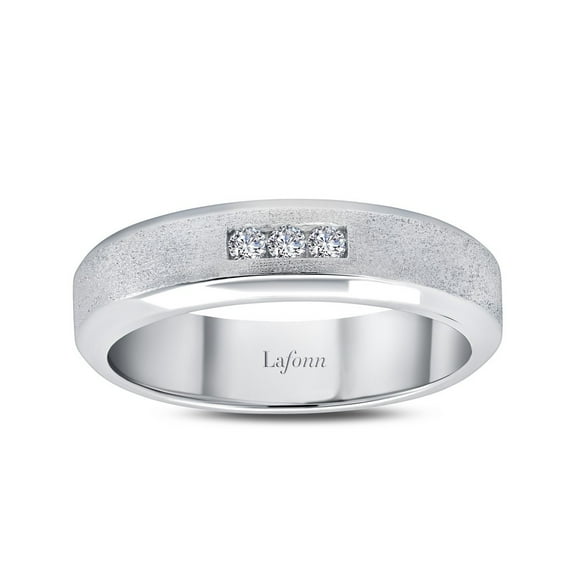 Lafonn Men's Sterling Silver Platinum Plated Simulated Diamond Rings (0.09 CTTW)