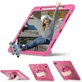 thumbnail image 3 of for iPad Pro 11 2022/2021/2020/2018 Rugged Case, 360 Rotating Hand Strap Stand/Pencil Holder/Adjustable Crossbody Strap, [2 In 1] Protective for iPad Air 4/Air 5, Rose, 3 of 20