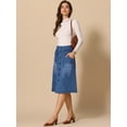 thumbnail image 2 of DARING DIVA Women's A-Line Button Front High Waist Midi Denim Skirts XL Blue, 2 of 6