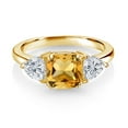 thumbnail image 2 of Gem Stone King 18K Yellow Gold Plated Silver Yellow Citrine and Lab Grown Diamond Engagement Ring for Women | 2.14 Cttw | Cushion 7MM | Gemstone November Birthstone | Size 6, 2 of 3