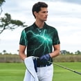 thumbnail image 3 of Balery Green Lightning Flash Camisa Polo de Hombre con Estampado, de Manga Corta y Tejido Medio, Camisa Tipo Golf Polo-Medium, 3 of 6