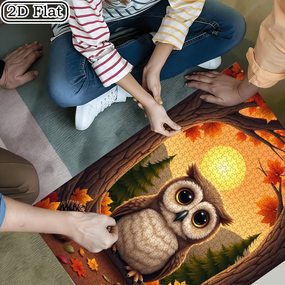 1000-piece vertical paper jigsaw puzzle - Cute Owl in a Tree Hole, size 29.5*20 inches.
