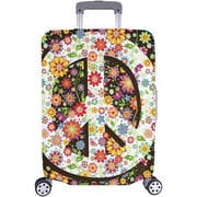 JAYUN InterestPrint Hippie Peace Symbol with Flowers Travel Luggage Case Baggage Suitcase Cover
