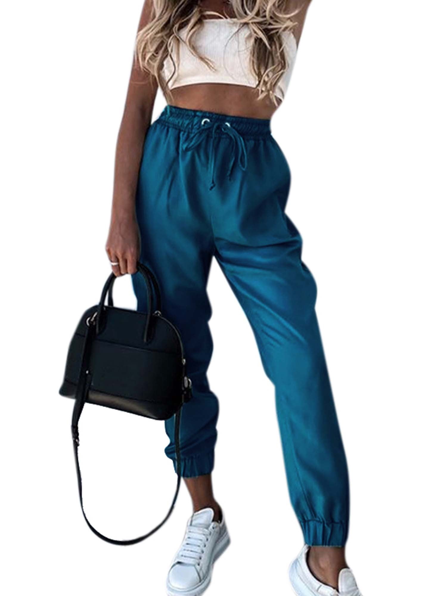 Comfortable High Waist Athletic Pants – Everyday Solid Trousers