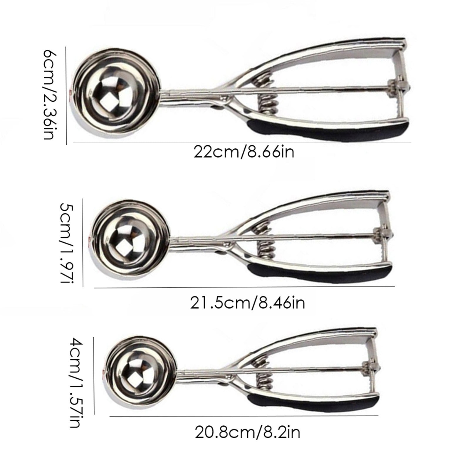 Bfogop Ice Cream Scoop 3 Pcs, 18/8 Stainless Steel Cookie Scoop, Cookie Scoops for Baking, 2 Tbsp/ 30 ml/ 1 oz Cookie Dough Scoop, Ice Cream Scooper with Trigger Release