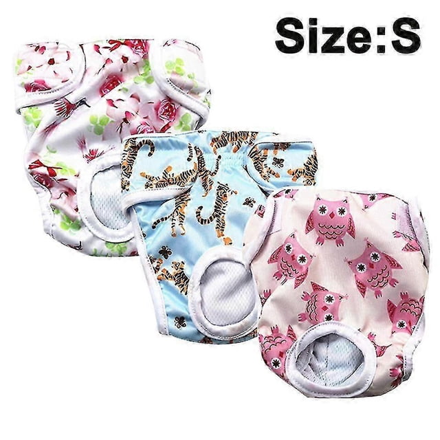 Pack Of 3 Reusable Washable Dog Diapers, Highly Absorbent Dog Physiological Pants Sanitary Style 2 S