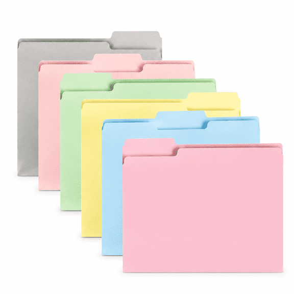 18-Pack Pastel Manila File Folders, Letter Size 9.45 x 11.6 Inch, 1/3-Cut Tabs, Assorted Colors for Office, School and Document Organization