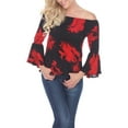 thumbnail image 2 of White Mark Women's Printed Smocked Neckline Top, 2 of 4