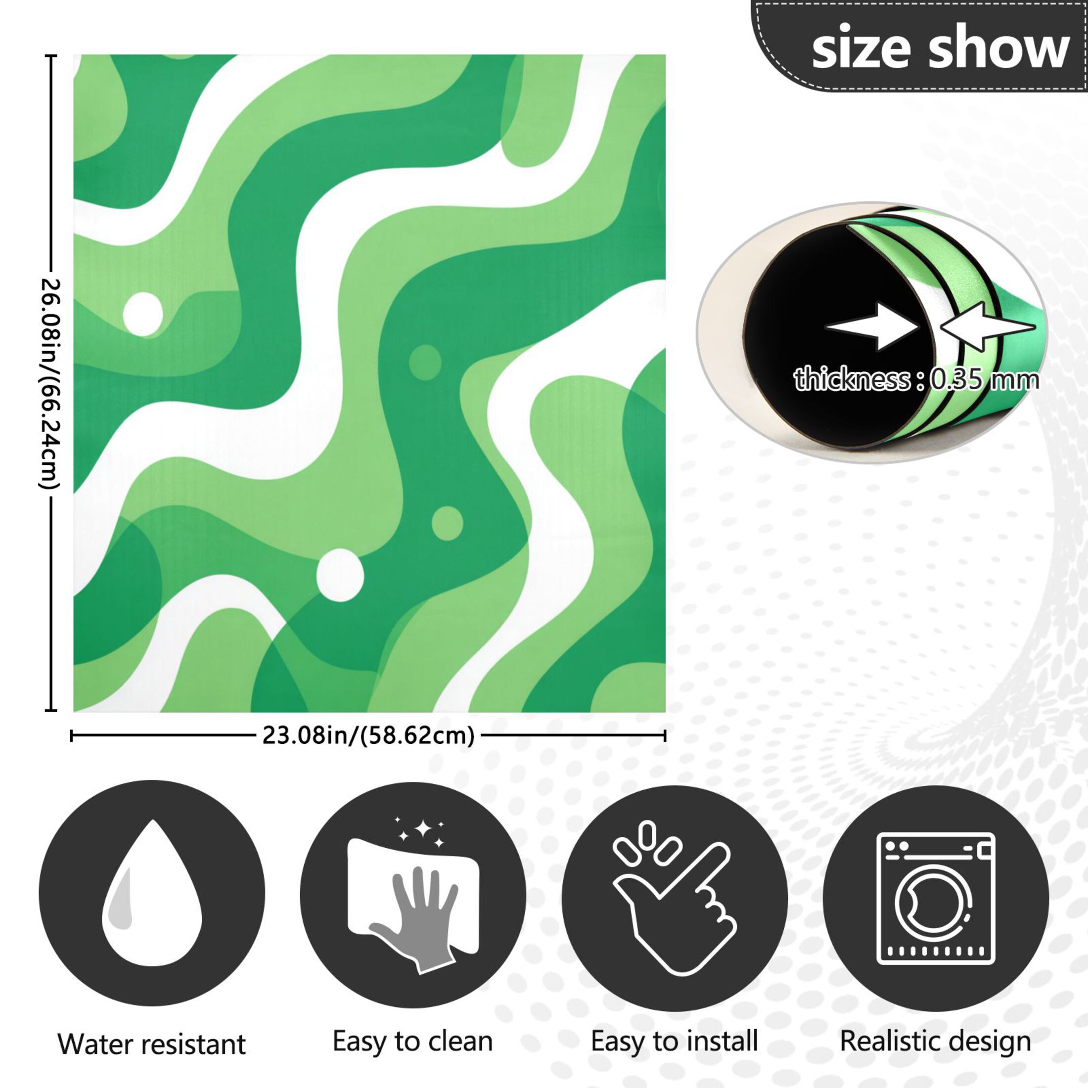 Dishwasher Magnetic Refrigerator Magnet Cover Sticker Home Decorative 23"x26" Light Green Flowing Lines