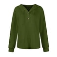 thumbnail image 3 of Women's 2025 Fall Fashion Oversized Button V-Neck Hoodie, Casual Drawstring Hooded Knit Sweatshirt with Cable Ribbed Design, Soft Breathable Long Sleeve Pullover for Daily Wear Green M, 3 of 7