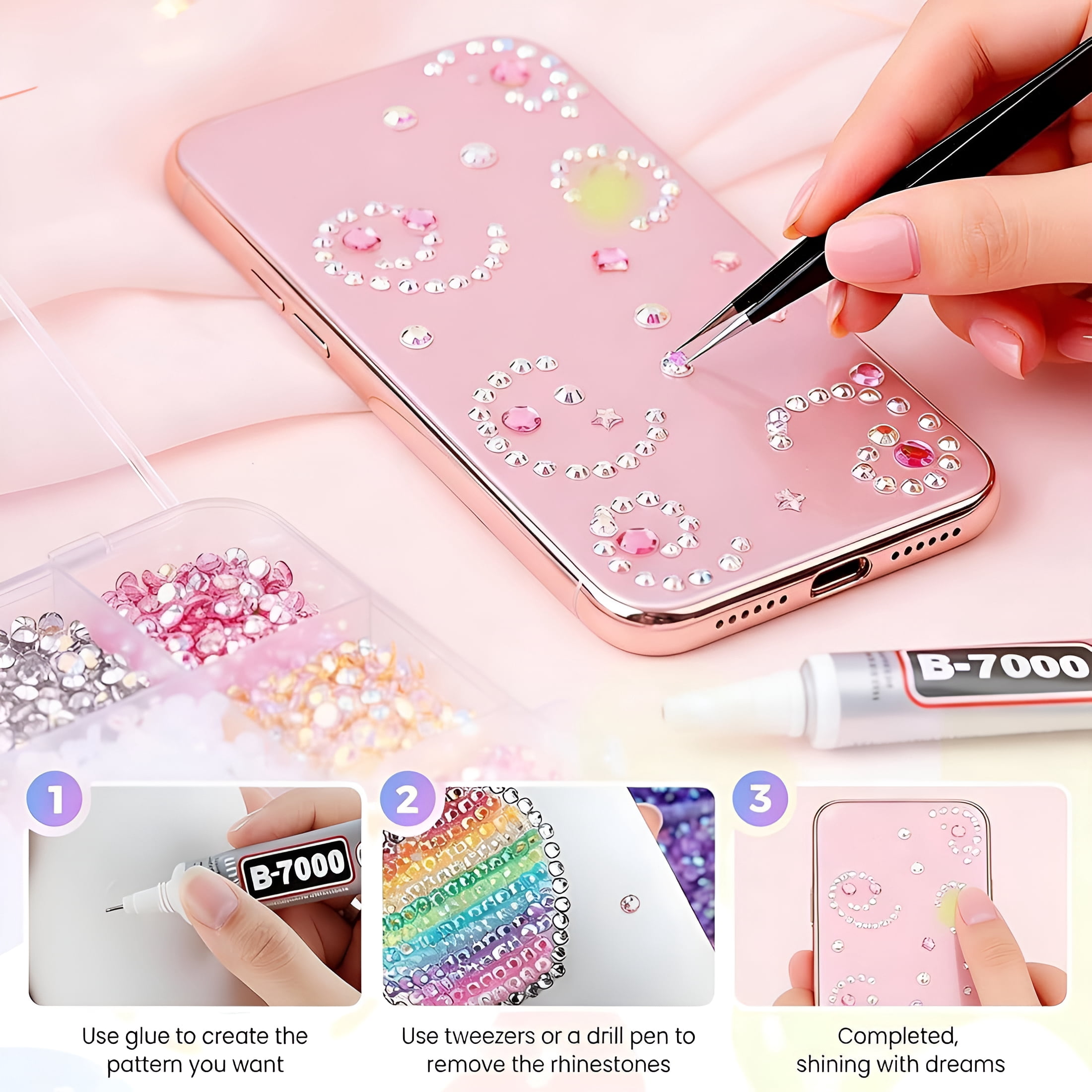 CCOCC 32000Pcs Colorful Diy Resin Rhinestone Kit,Bedazzler Kit with Rhinestones and Tools,Resin Jelly Rhinestones for Bedazzling Clothes,Shoes,Nails and Diy Diamond Art