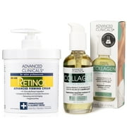 Advanced Clinicals Collagen Body Oil + Anti Aging Retinol Body Cream. Set of Two.