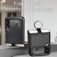 thumbnail image 3 of Samsung Galaxy Z Flip 3 Phone Case, PU Leather Protective Cover with Ring Strap Shockproof Lightweight Smartphone Protector Case for Samsung Galaxy Z Flip 3 ZH Black, 3 of 13