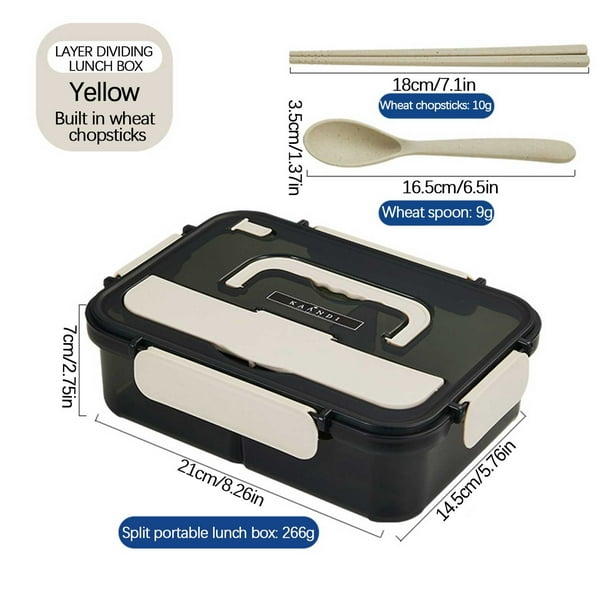 Xihbxyly Ofertas del programa Today Show Fiambrera de plástico rectangular contaminación botones, apta para microondas, para estudiantes, para trabajadores de oficina, vajilla portátil, fiambrera