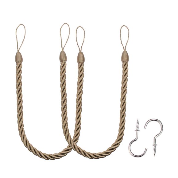 BEL AVENIR Rideaux Faits à la Main avec Attaches, Attaches avec 2 Crochets à Vis en Métal - Lin 2 Pcs