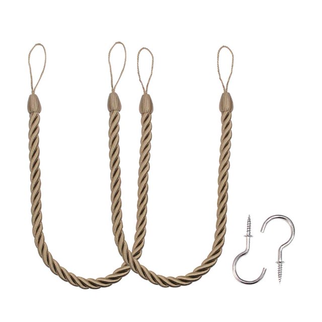BEL AVENIR Rideaux Faits à la Main avec Attaches, Attaches avec 2 Crochets à Vis en Métal - Lin 2 Pcs