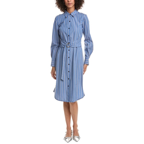 Derek Lam 10 Crosby womens Veronica Belted Shirtdress, 2, Blue