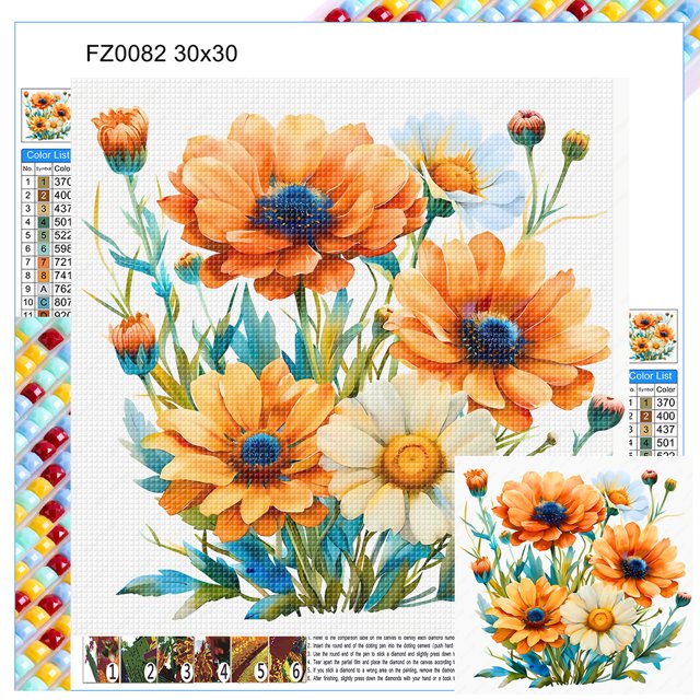 Kit Con Cuentas Cuadradas 5D DIY Del 30x30cm Naranja