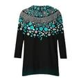 thumbnail image 5 of CYMMPU Summer Trendy Shirts 3/4 Sleeve Round Neck Spring Tops Loose Fit Blouses for Women Dressy Casual Tunic Tops Floral Printed Flare Hem Hide Belly Tops to Wear with Leggings T-Shirts M, 5 of 6