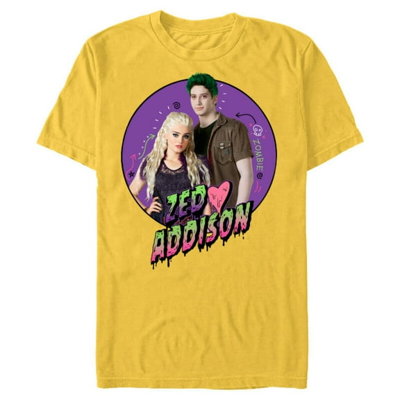 Disney Channel Zombies 2 Zed and Addison Love - Short Sleeve Blended T-Shirt for Adults- Customized-Yellow