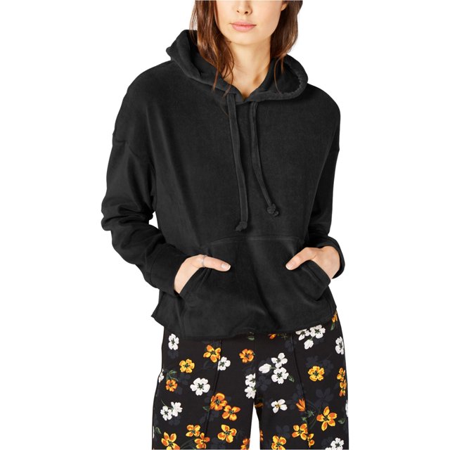 Project 28 Womens Corduroy Hooded Sweatshirt, Black, Medium
