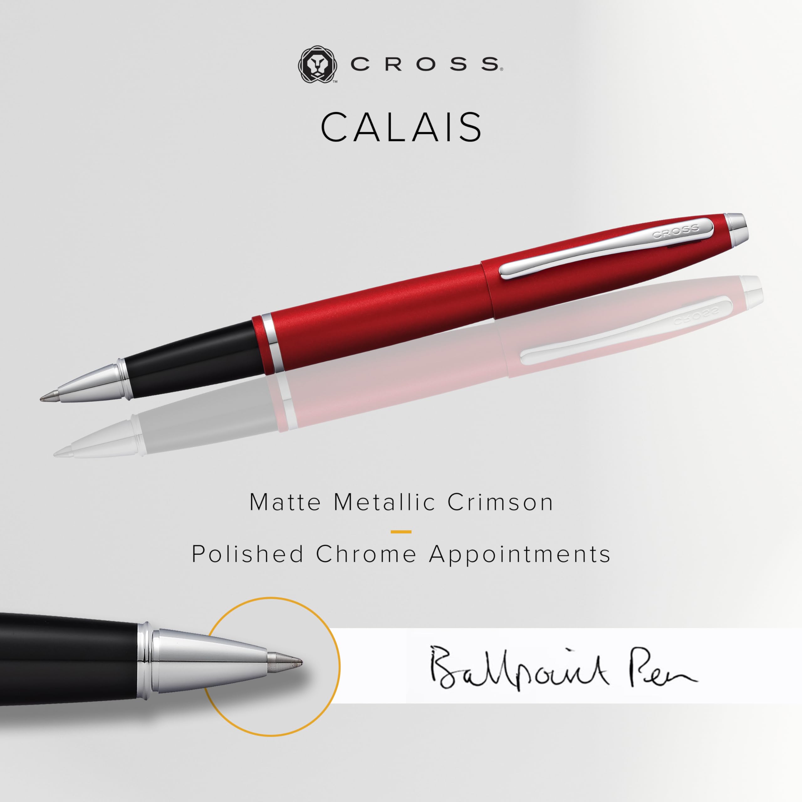 Cross Calais Refillable Gel Ink Rollerball Pen, Medium Rollerball, Includes Premium Gift Box - Matte Metallic Crimson