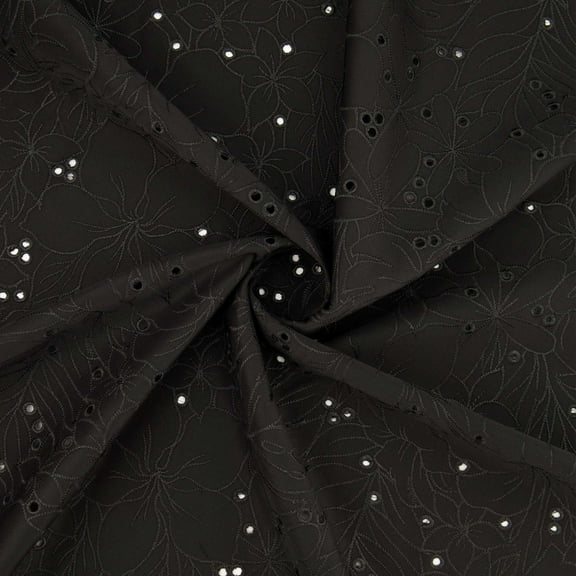 Zelouf Ramona Eyelets On Scuba  , Sewing, DIY, Crafts Fabric by the Yard, Black, 3 Yard