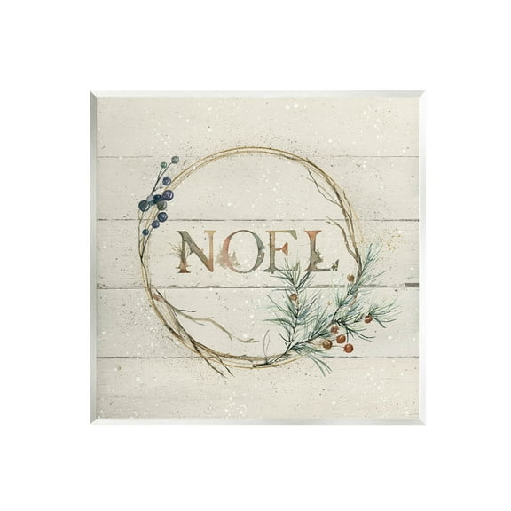 Stupell Industries Noel Holiday Botanical Wreath Graphic Art Unframed Art Print Wall Art, Design by Carol Robinson