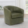 thumbnail image 4 of Comfort Pionte Tyler Faux Leather Swivel Armchair, Green, 4 of 13