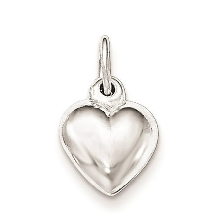 925 Sterling Silver Polished Puff Heart Charm Pendant