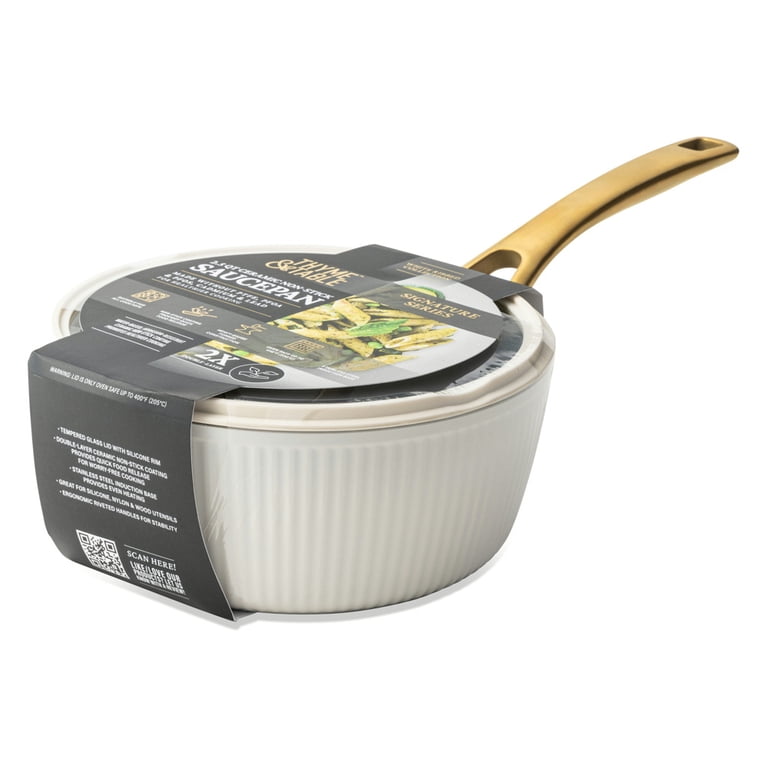 Thyme & Table 2.5-Quart Ceramic Non-Stick Ribbed Saucepan photo 6
