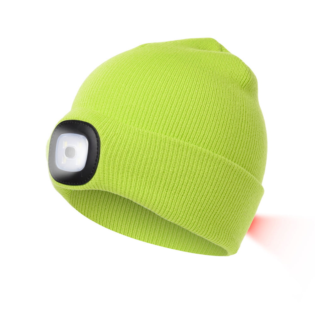 Outdoor Unisex LED Beanie Hat USB Rechargeable Battery High Powered Head Light 