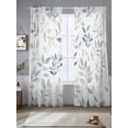 thumbnail image 2 of Blue Teal Botanical Sheer Curtains 84 Inch Length 2 Panels Set, Watercolor Spring Summer Leaves Voile Window Treatment Rod Pocket Curtains Sheers Drapes for Bedroom/Living Room/Kitchen 52"x84"x2, 2 of 7