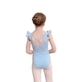 thumbnail image 2 of LYMAYTER Girls Gymnastics Leotards Kids Cross Back Practice for 3-11Y Ruffle Short Sleeve Ballet Bodysuit, 2 of 8