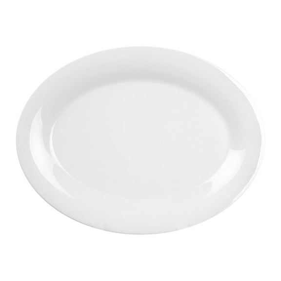 Excellante Color White Melamine Dinnerware Collection 12 x 9 inch Oval Platter, Comes in Dozen