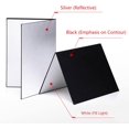thumbnail image 2 of Reflector fotográfico plegable 3 en 1 (negro/blanco/plata) Reflector de luz A3 Tablero reflectante plegable Reflector plegable de cartón para joyas, cosméticos, alimentos, 2 of 5