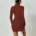 thumbnail image 7 of Women's Turtleneck Ribbed Knit Sweater Bodycon Dress Casual Solid Long Sleeve Dresses Simple Slim Fit Short Dress, 7 of 7