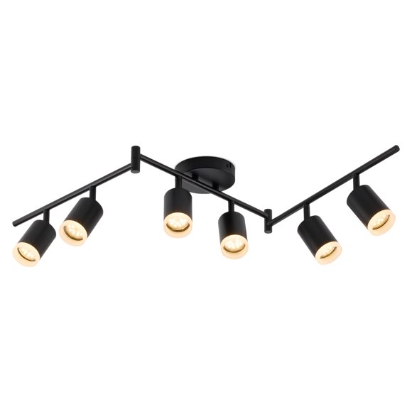 Bojim 6 Light Black Track Lighting Kit, Modern LED Track Lighting Fixtures Ceiling, Flexibly Rotatable LED Light Head with Acryli
