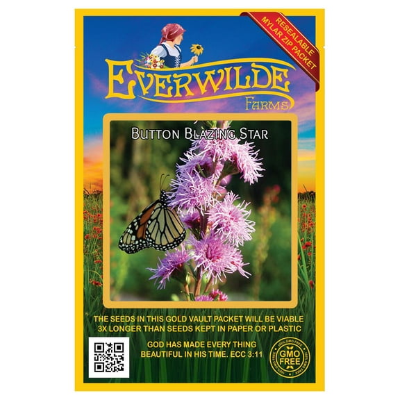 Everwilde Farms - 200 Button Blazing Star Native Wildflower Seeds - Gold Vault Seed Packet